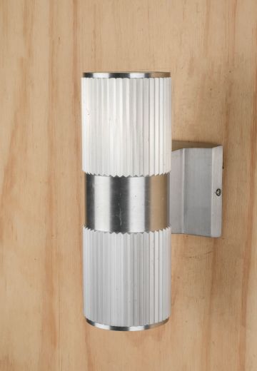 Nickel Ribbed Up-Down Can Wall Sconce