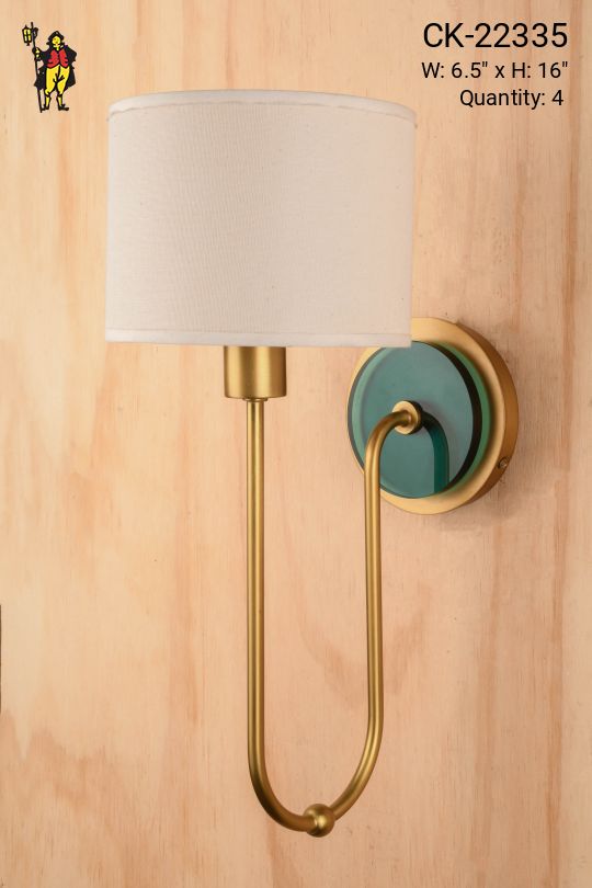 Green Glass Backplate Brass One Light Wall Sconce