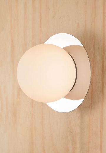 Modern Chrome Wall Sconce w/Milk Glass Globe