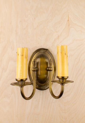 Two Candle Brass Wall Sconce