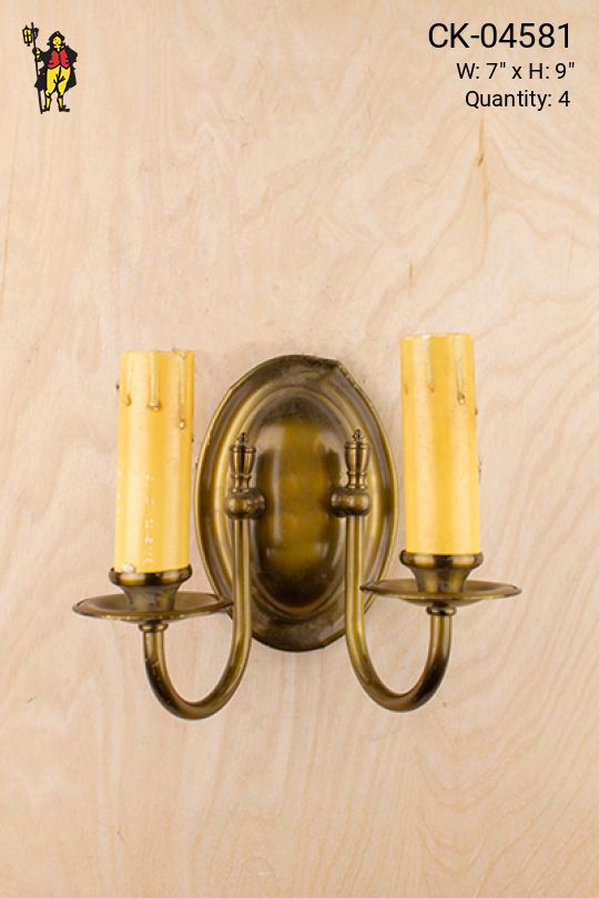 Two Candle Brass Wall Sconce